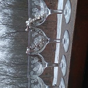 ⚜️  LOT of 4 Standard Glass Etched CORDIALS  Pattern 112